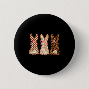 Gelukkige Pasen Drie Konijnen Patchwork Grappige K Ronde Button 5,7 Cm