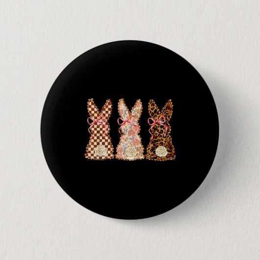 Gelukkige Pasen Drie Konijnen Patchwork Grappige K Ronde Button 5,7 Cm (Voorkant)