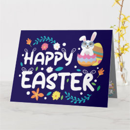 Gelukkige Pasen, Eieren, Bunny & Bloemen Kaart