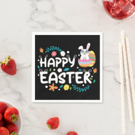 Gelukkige Pasen, Eieren, Bunny & Bloemen Servet