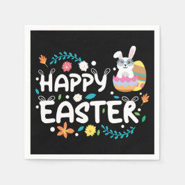 Gelukkige Pasen, Eieren, Bunny & Bloemen Servet