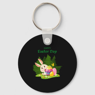 Gelukkige Pasen en Konijn Wensen Grappige T-shirt  Sleutelhanger