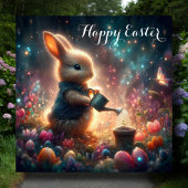 Gelukkige Pasen Fantasie Kunst Konijntje Bloemtuin Feestdagenkaart