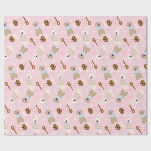 Gelukkige Pasen Golden Retriever Honden Cadeaupapier (Vlak)