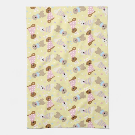 Gelukkige Pasen Golden Retriever Honden Theedoek (Verticaal)