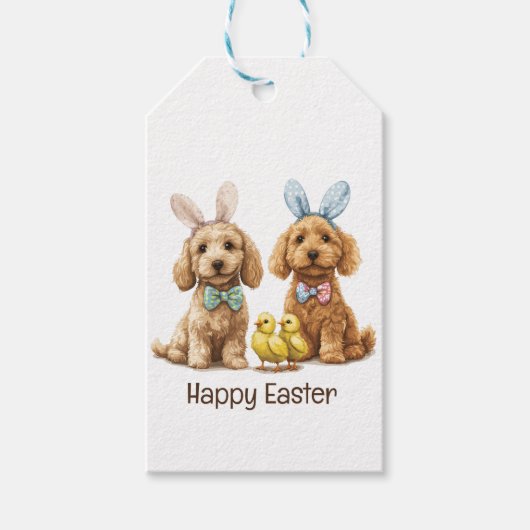 Gelukkige Pasen Goldendoodle Honden Cadeaulabel (Voorkant)