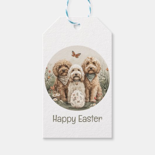 Gelukkige Pasen Goldendoodle Honden Cadeaulabel (Voorkant)