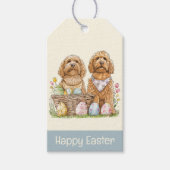 Gelukkige Pasen Goldendoodle Honden Cadeaulabel (Voorkant)