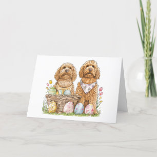 Gelukkige Pasen Goldendoodle Honden Feestdagen Kaart
