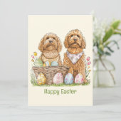 Gelukkige Pasen Goldendoodle Honden Feestdagenkaart (Staand voorkant)
