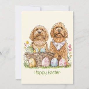 Gelukkige Pasen Goldendoodle Honden Feestdagenkaart