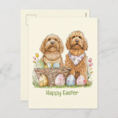 Gelukkige Pasen Goldendoodle Honden Feestdagenkaart (Voorkant / Achterkant)