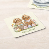 Gelukkige Pasen Goldendoodle Honden Kartonnen Onderzetters (Schuin)