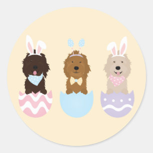 Gelukkige Pasen Goldendoodle Honden Ronde Sticker