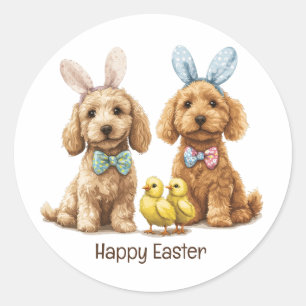 Gelukkige Pasen Goldendoodle Honden Ronde Sticker