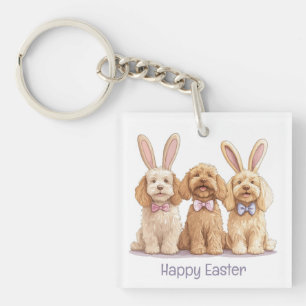 Gelukkige Pasen Goldendoodle Honden Sleutelhanger