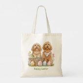 Gelukkige Pasen Goldendoodle Honden Tote Bag (Achterkant)