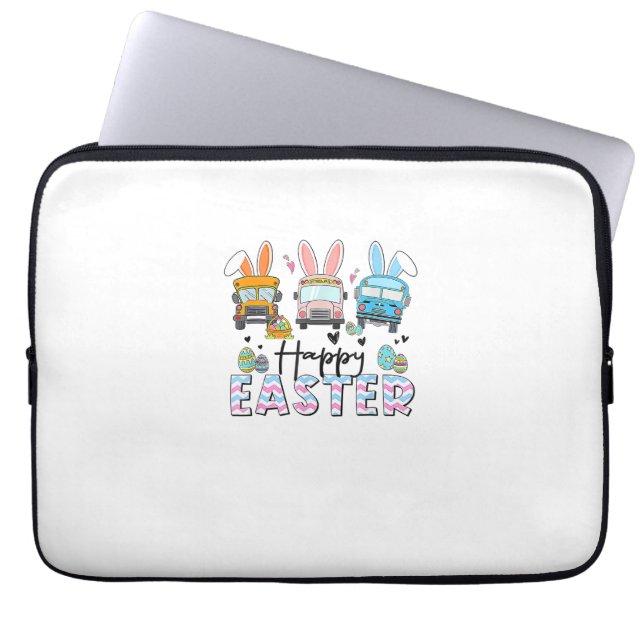 Gelukkige Pasen Grappige Schoolbus Chauffeur Leven Laptop Sleeve (Voorkant)