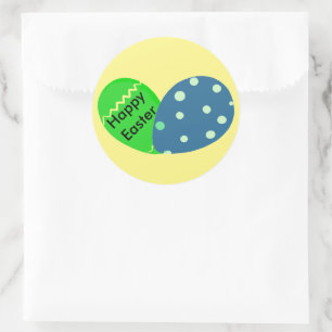 Gelukkige Pasen Groene Blauwe Paaseieren Ronde Sticker