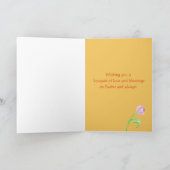 Gelukkige Pasen Grote Grootdochter Konijn Tulpen Kaart (Binnen)