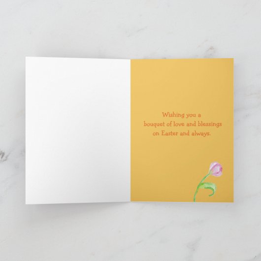 Gelukkige Pasen Grote Grootdochter Konijn Tulpen Kaart (Binnen)