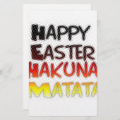 Gelukkige Pasen: Hakuna Matata Text Art Design Briefpapier (Voorkant / Achterkant)