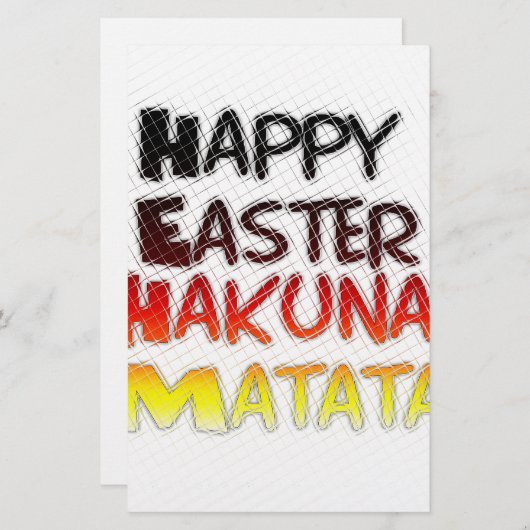 Gelukkige Pasen: Hakuna Matata Text Art Design Briefpapier (Voorkant / Achterkant)