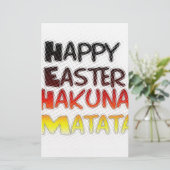 Gelukkige Pasen: Hakuna Matata Text Art Design Briefpapier (Staand voorkant)