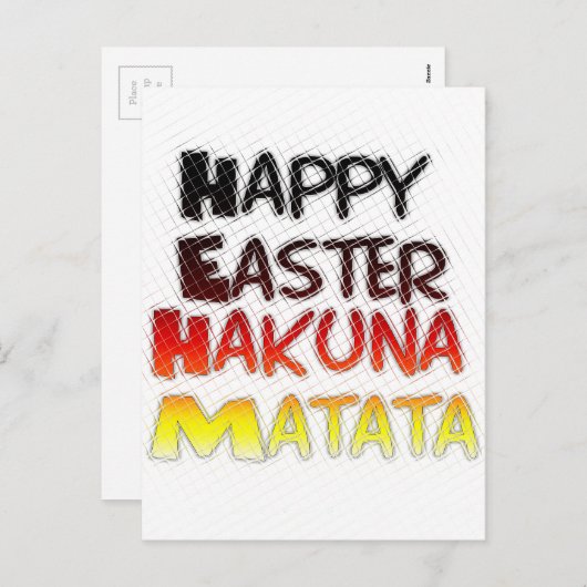 Gelukkige Pasen: Hakuna Matata Text Art Design Feestdagenkaart (Voorkant / Achterkant)
