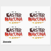 Gelukkige Pasen: Hakuna Matata Text Art Design Ovale Sticker (Vel)