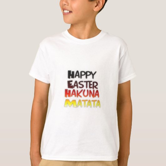 Gelukkige Pasen: Hakuna Matata Text Art Design T-shirt (Voorkant)