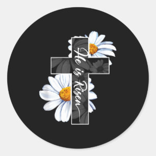 Gelukkige pasen hij is verrezen Jezus christelijk  Ronde Sticker