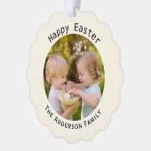 Gelukkige Pasen Ivoor Foto Decoratie Ornament Kaart (Links)