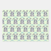 Gelukkige Pasen Jongens Konijnenkonijn Blauw en Gr Inpakpapier Vel (Voorkant 3)