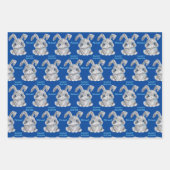 Gelukkige Pasen Jongens Konijnenkonijn Blauw en Gr Inpakpapier Vel (Voorkant 2)