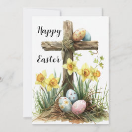 Gelukkige Pasen Kaart, Jesus Cross Paaseieren Feestdagenkaart