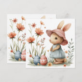 Gelukkige Pasen Kaarten, konijnenpaaseieren Feestdagenkaart (Voorkant / Achterkant)