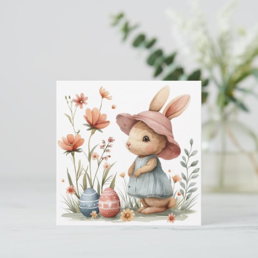 Gelukkige Pasen Kaarten, konijnenpaaseieren Feestdagenkaart (Staand voorkant)