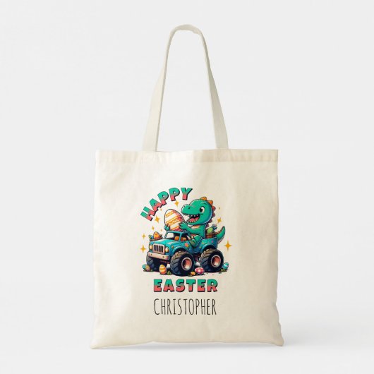 Gelukkige Pasen Kawaii Baby Dinosaurus Monster Tru Tote Bag (Achterkant)