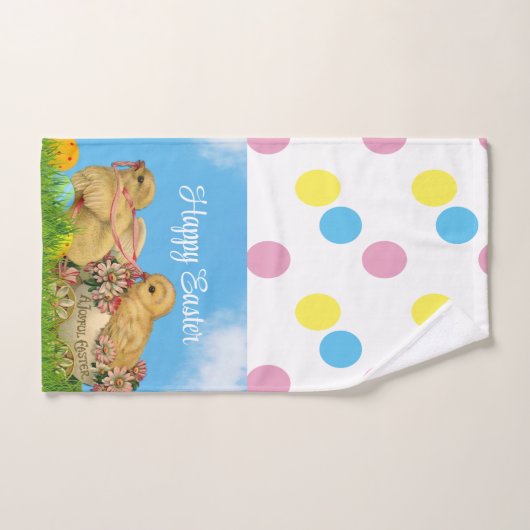 Gelukkige Pasen Kleurrijke Eieren en Kippen Handdo Handdoek (Handdoek)