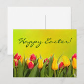 Gelukkige Pasen Kleurrijke Lente Tulpen Geel Groen Feestdagenkaart (Voorkant / Achterkant)
