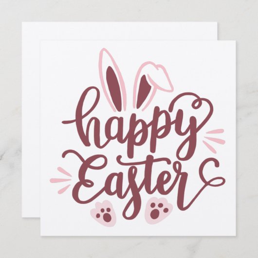 Gelukkige Pasen Konijn Uitnodiging – Leuke Lente F (Voorkant / Achterkant)