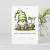 Gelukkige Pasen Lente Gnome Pasen Feestdagenkaart (Staand voorkant)