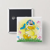 Gelukkige Pasen Lente Tijd Eend Vierkante Button 5,1 Cm (Voorkant /achterkant)