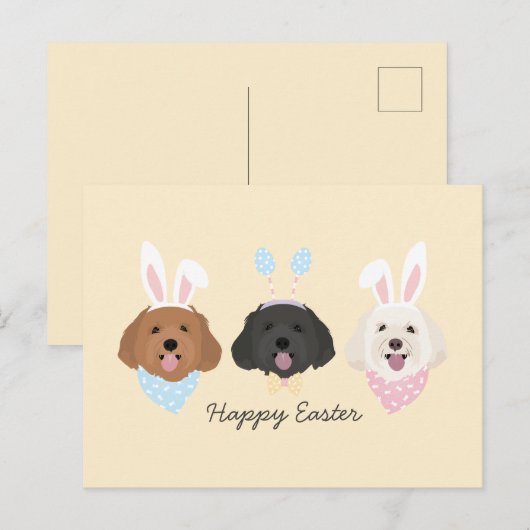 Gelukkige Pasen Maltipoo Honden Briefkaart (Voorkant / Achterkant)