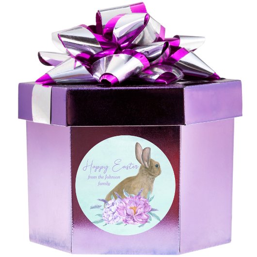 Gelukkige Pasen Mooie Pastel Bunny Custom Party Ronde Sticker