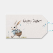 Gelukkige Pasen, paashaas lopen met eieren Cadeaulabel (Voorkant (Horizontaal))