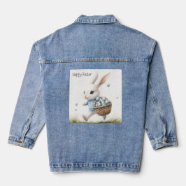 Gelukkige Pasen, paashaas lopen met eieren Denim Jacket