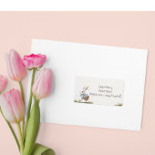 Gelukkige Pasen, paashaas lopen met eieren Etiket