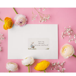 Gelukkige Pasen, paashaas lopen met eieren Etiket